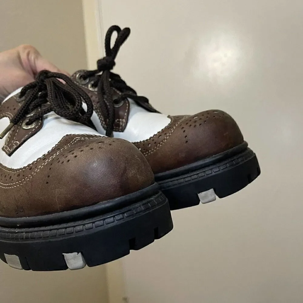 Vintage Y2K London Underground brown oxford wingtip lace up creeper shoes US 7.5